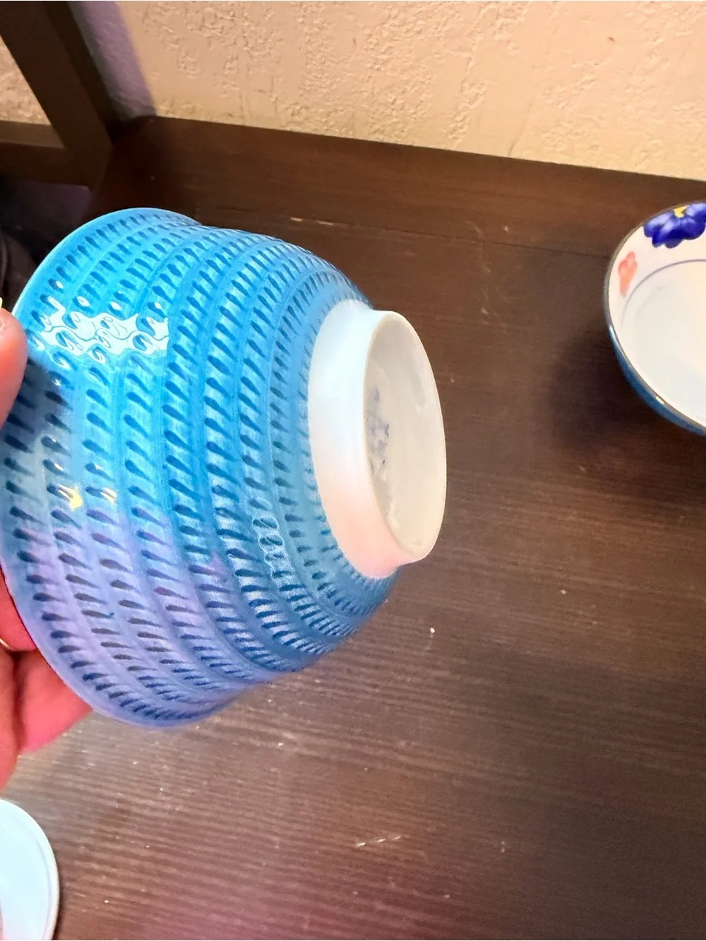 Set of 2 small Blue Floral Ceramic Bowls
